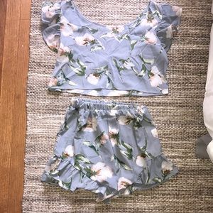 Two piece ruffle  floral set